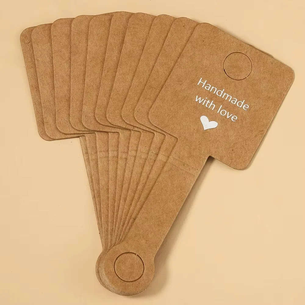 

Self Adhesive Bracelet Necklace Packaging Kraft Paper DIY Handmade Jewelry Hanging Price Tag Packing Label Folding Card