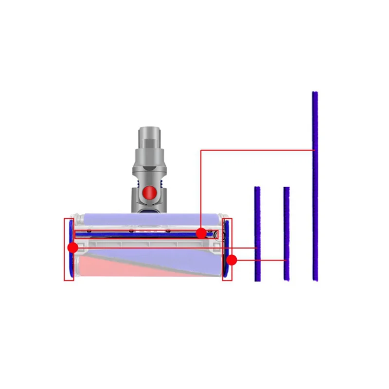 EQAZ-ソフトプラッシュストリップ ダイソン V6 V7 V8 V10 V11 掃除機ソフトローラーヘッド交換用アクセサリースペアパーツ、2セット