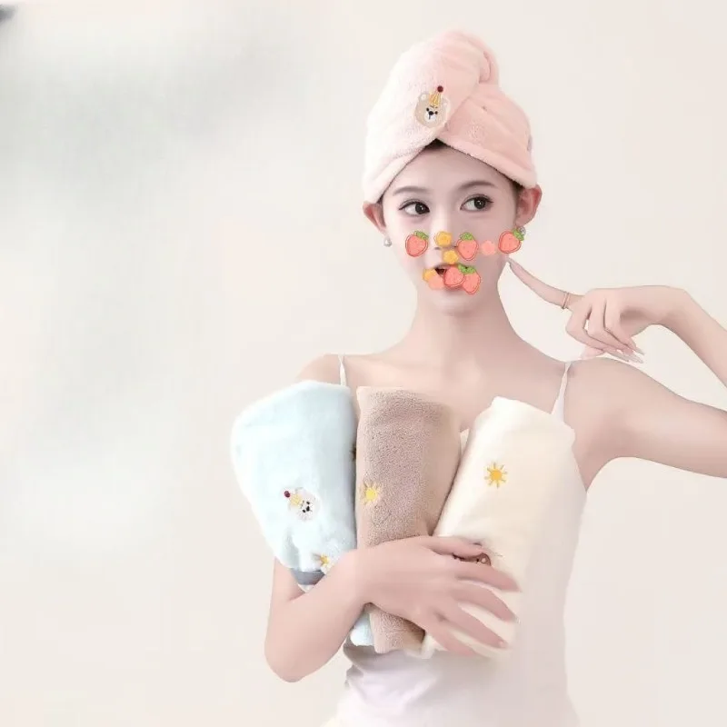 Dry Hair Towel Household Double-layers Waterproof Thick Women's Oilproof Shampoo Bathing Hat Wash Make-up Head Cover Hair Bonnet view 2