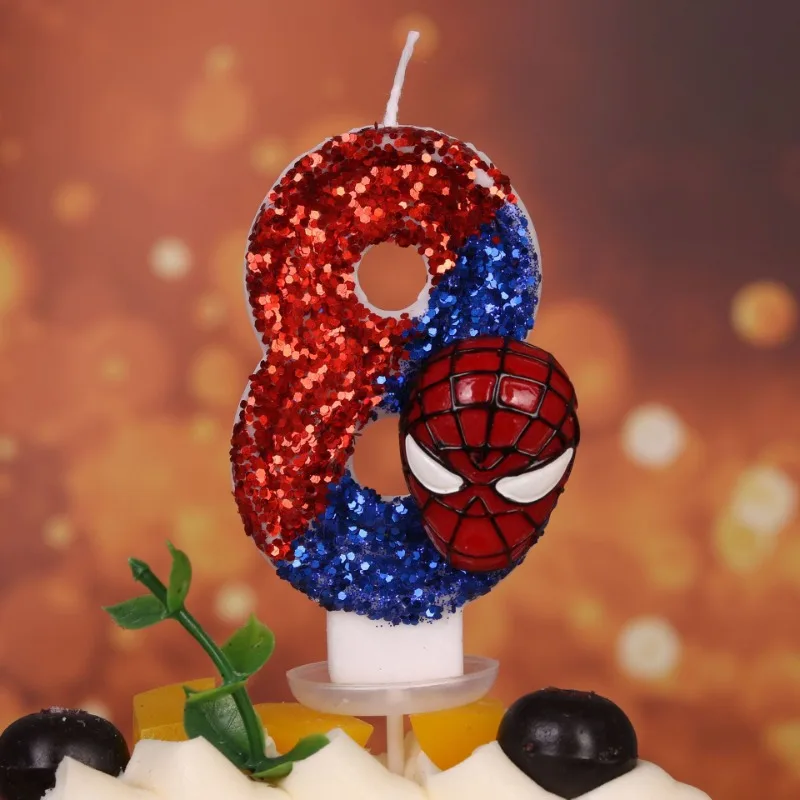 New Marvel Spiderman Number Birthday Candle Themed Digital Candles Birthday Cake Decoration Anniversary Boys Kids Party Candles