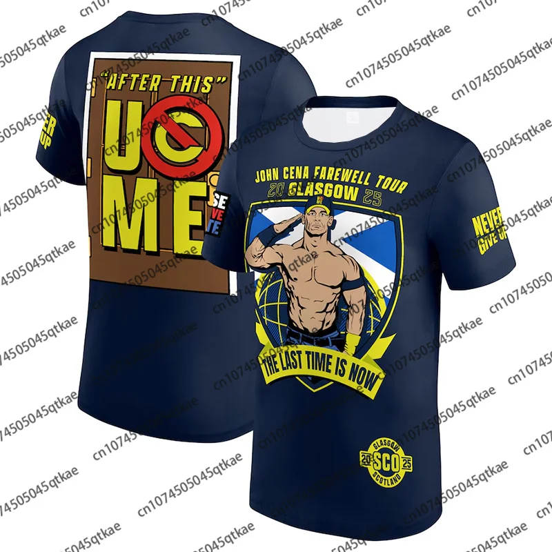 

Мужская футболка John Cena Farewell Tour 2025 Glasgow, летняя дышащая футболка с коротким рукавом в стиле ретро, унисекс, негабаритная спортивная футболка