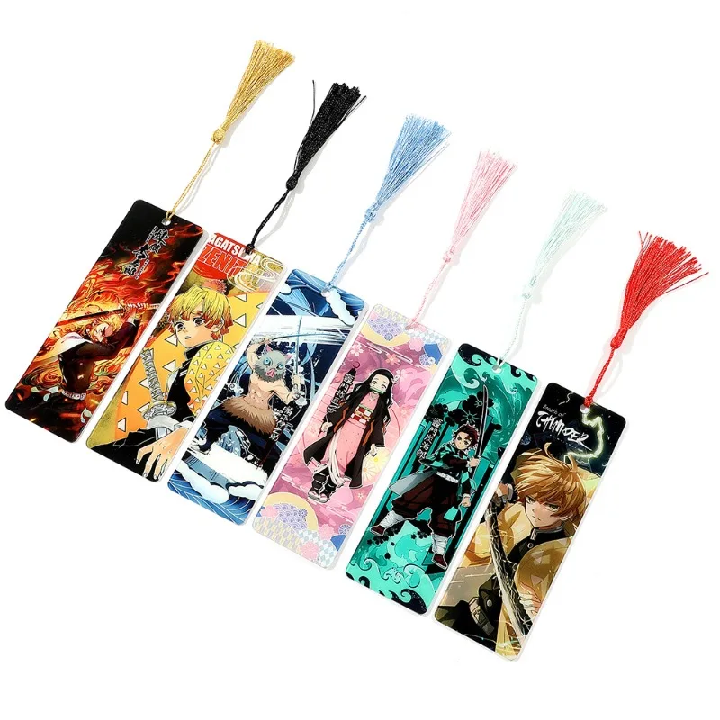 New Anime Demon Slayer Peripheral Bookmarks, 2D Kanzuki Nezuko Acrylic Bookmarks, Anime Tassel Pendants