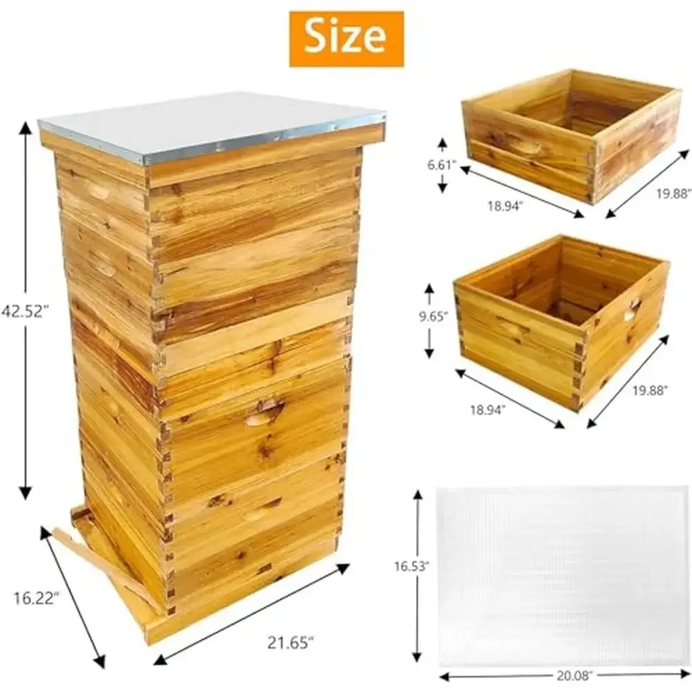 

Beekeeping Langstroth 10 Frame Hive Starter Kit with 100% Beeswax Dipped Supplies Natural Wood Construction Easy Installation