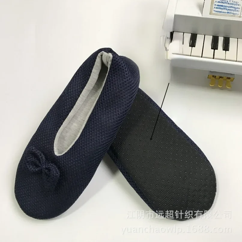 

Home Slipper Women Children Bow Knot Contton Slip Non Grip Indoor Fluffy Lazy Female Black Dance House Floor Shoes Sock Casual