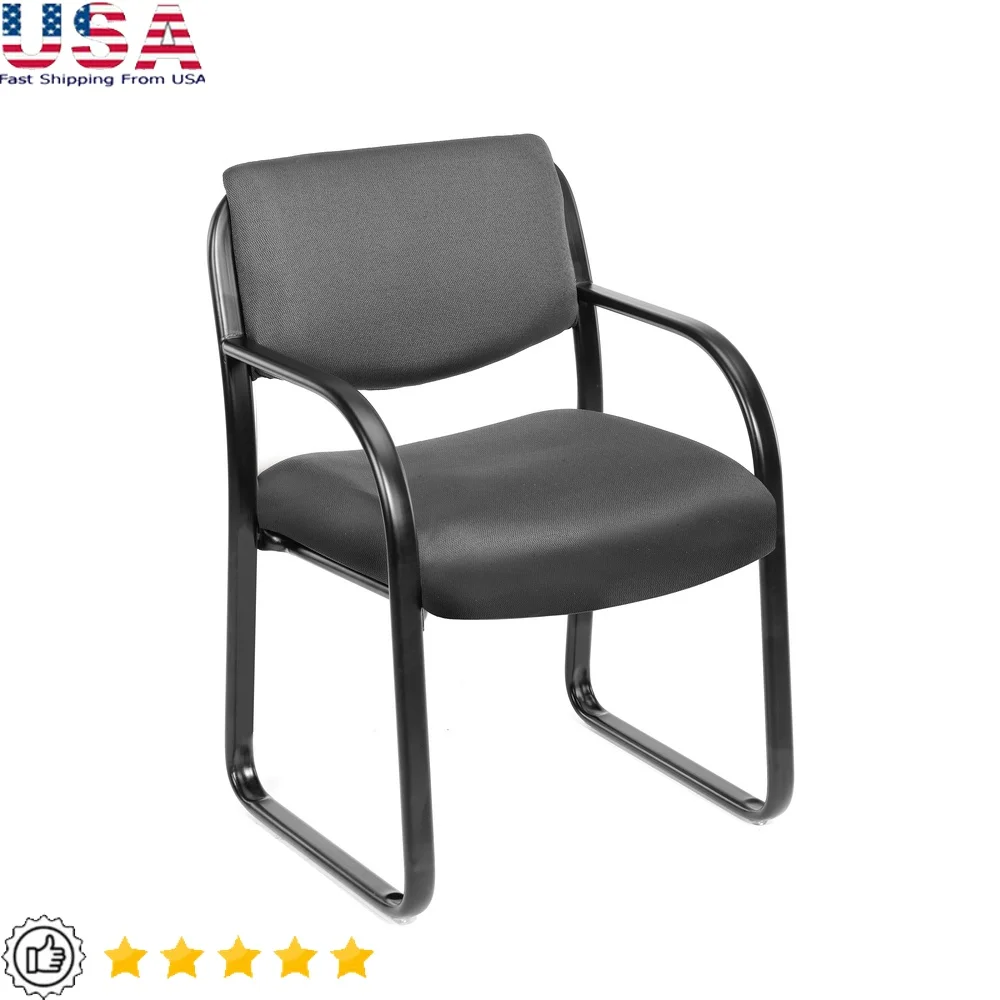 

High Quality Fabric Guest Chair with Armrest Reception Waiting Room Indoor Use Comfortable Contoured Cushions Sturdy Black Base