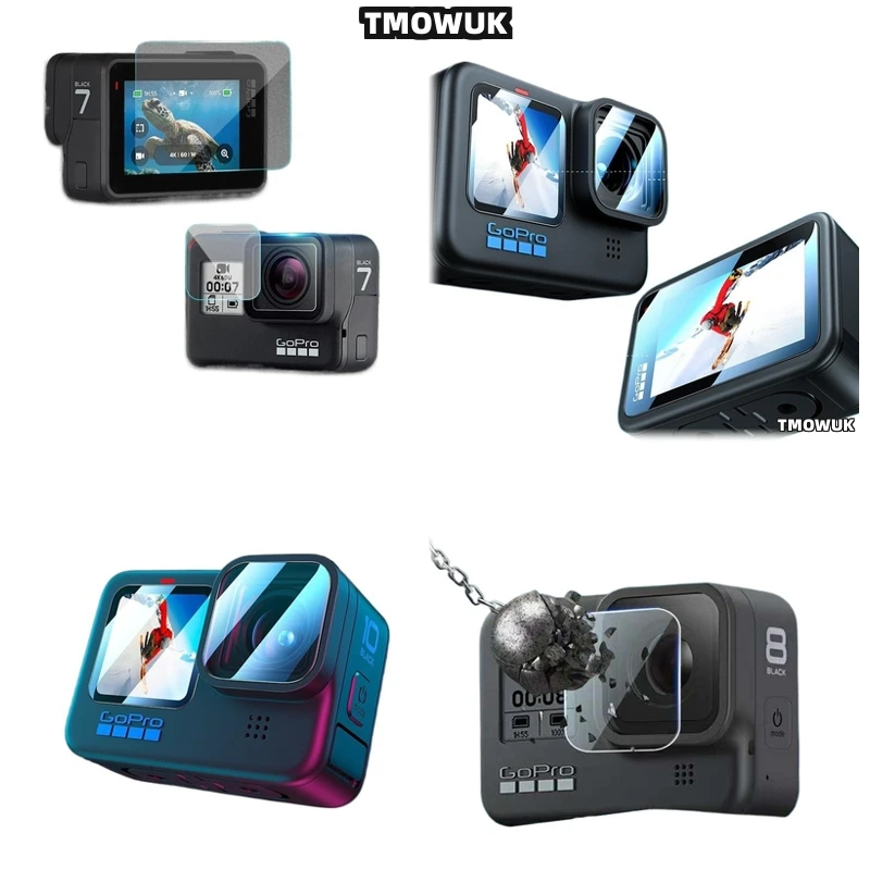 

For GoPro Hero12 11 10 9 Tempered Glass Screen Protector HD 9H Anti-Scratch Lens Guard Front Back