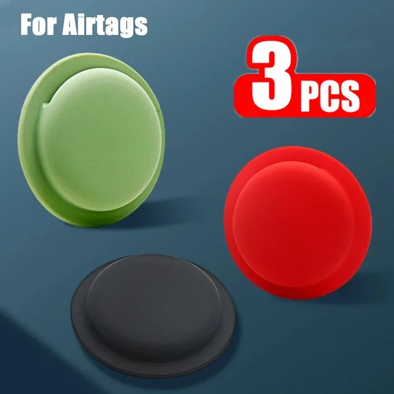 3Pcs Airtags Case Silicone Anti-lost Protective Sleeve Adhesive Mount Buttons Soft Cover Protector For Apple Airtags Accessories