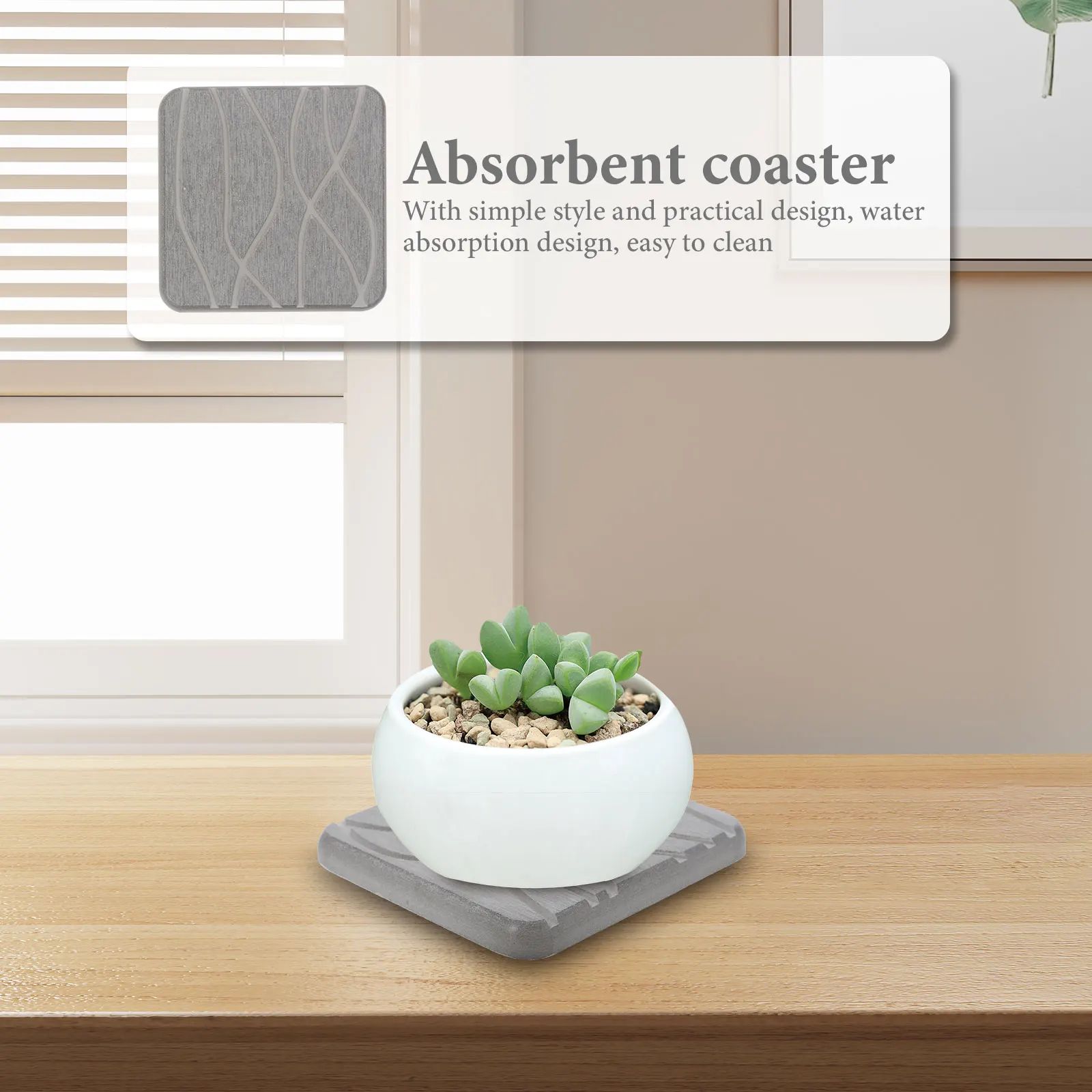 

4 Pcs Diatom Mud Flowerpot Mats 10x10 Square Light Grey Absorbent Coasters for Bathroom Coffee Table Plants Soap Holders