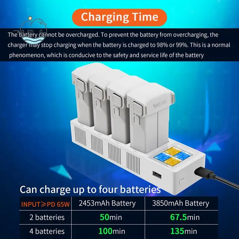 

AED6-4 In 1 Battery Charging Hub Charger 4 Batteries Intelligent Flight Battery Fast Charger For DJI Mini 3 4 PRO