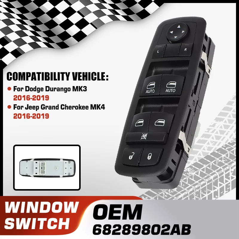 

68289802AB Electric Master Window Control Switch For Dodge Durango WD MK3 Jeep Grand Cherokee WK2 MK4 2016 2017 2018 2019 11Pins