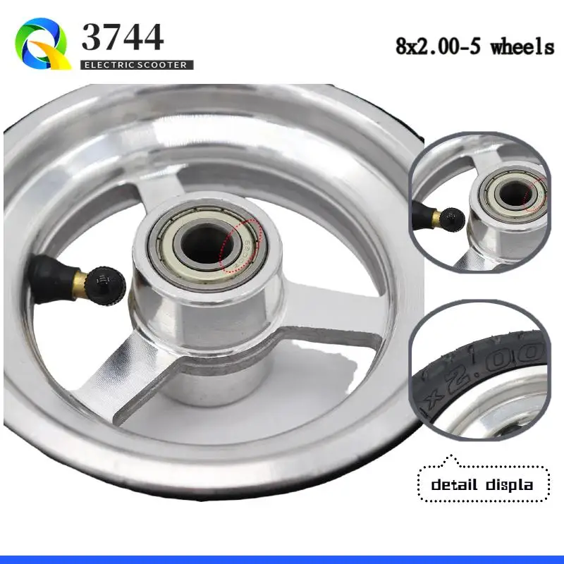 

8x2.00-5 M10 inch tire non-slip tubeless tires parts of electric scooter motorcycle nylon wheel and alloy hub with inflated