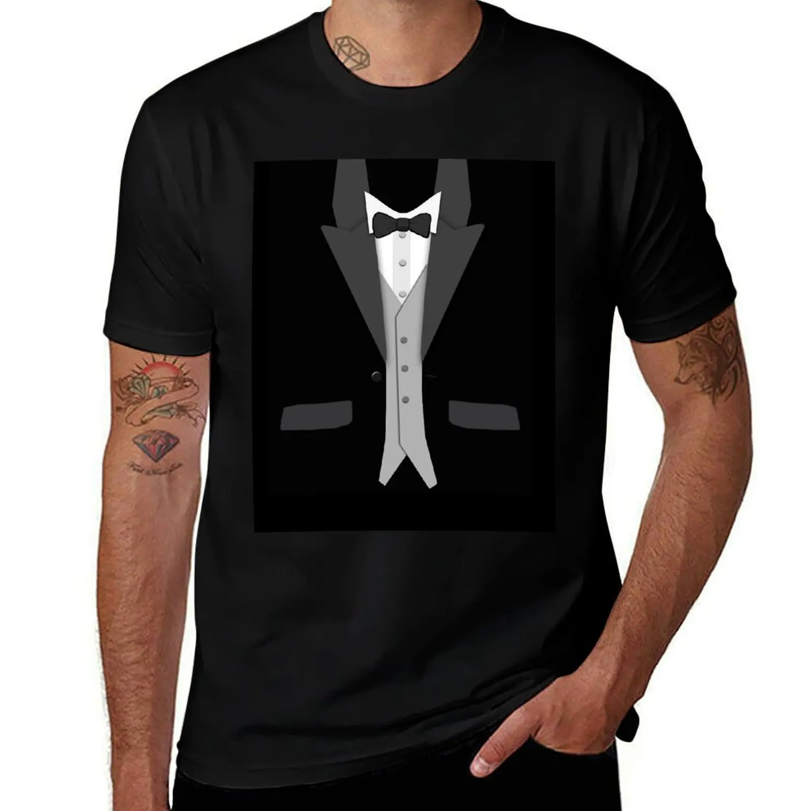 

t shirts t man Bowtie T-Shirt shirts t Vest Black and 100% graphic Tuxedo for cotton man cotton funny shirt T-Shirt