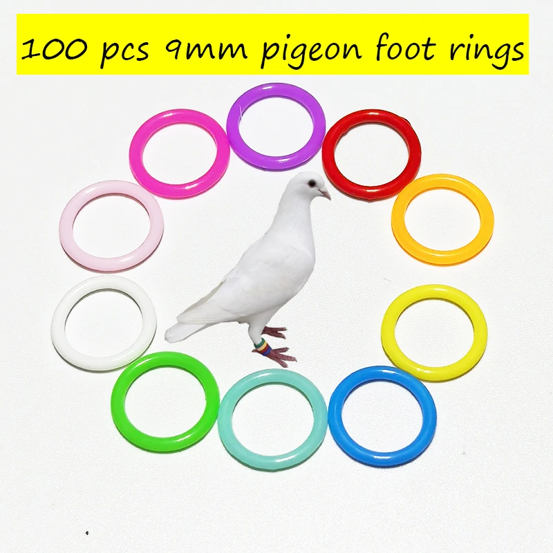 Produktbild von 100 Stück Vogelfußringe – 9 Mm Innendurchmesser, Kunststoff-Clipringe In 10 Farben Für Tauben, Wachteln & Hühner