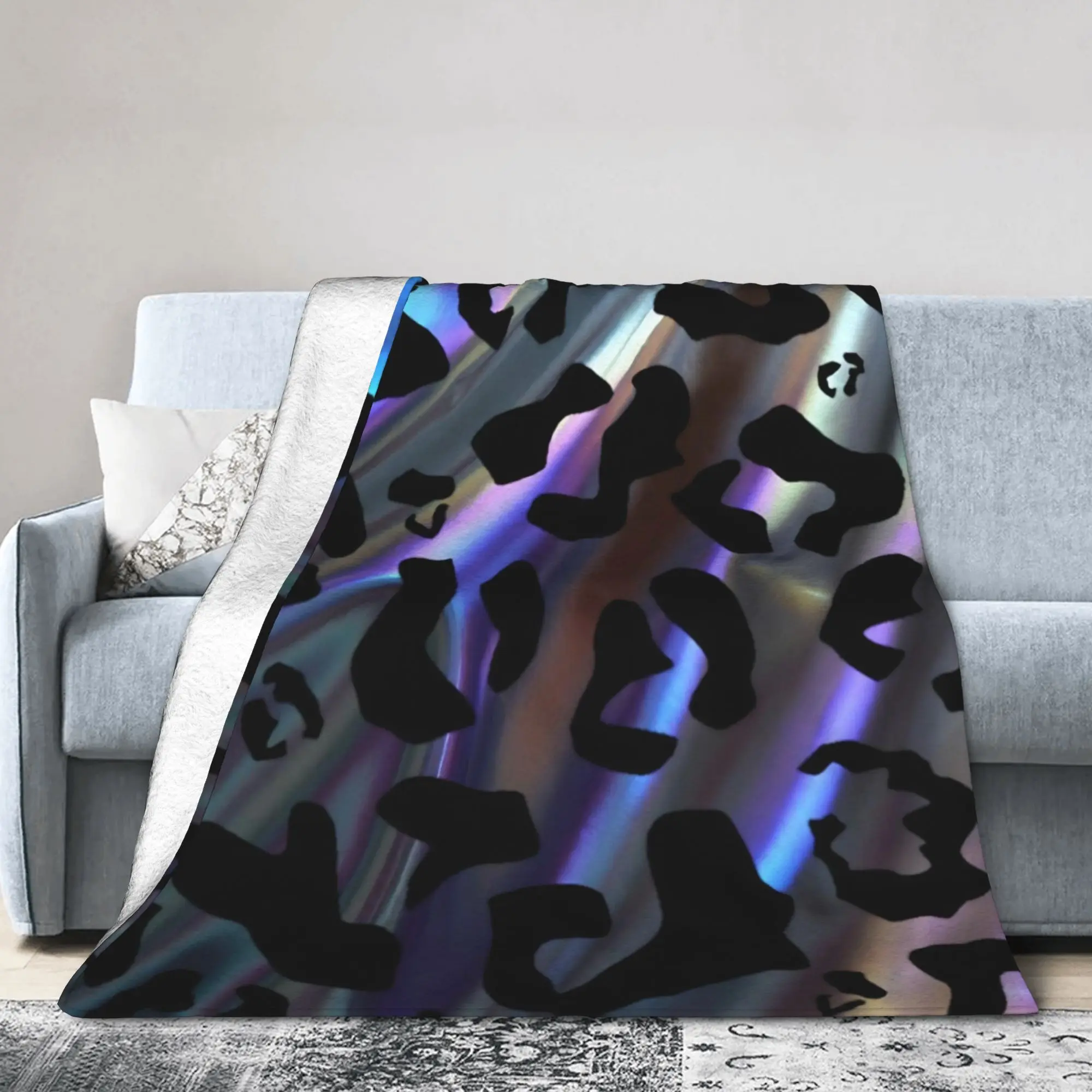 Leopard Metallic Foil Blankets   Flannel Throw Blankets Home Couch Printed Lightweight Bedspreads