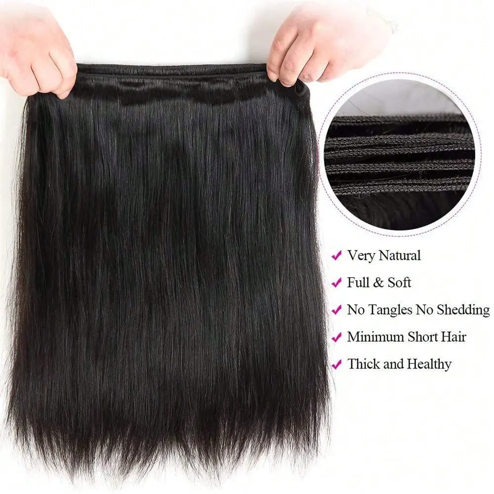 Hair Bundles Straight Human Hair Weave Bundles  Hair Extension Natural Black 1 3 4Pcs 12 32Inches  Combo pack Multiple options
