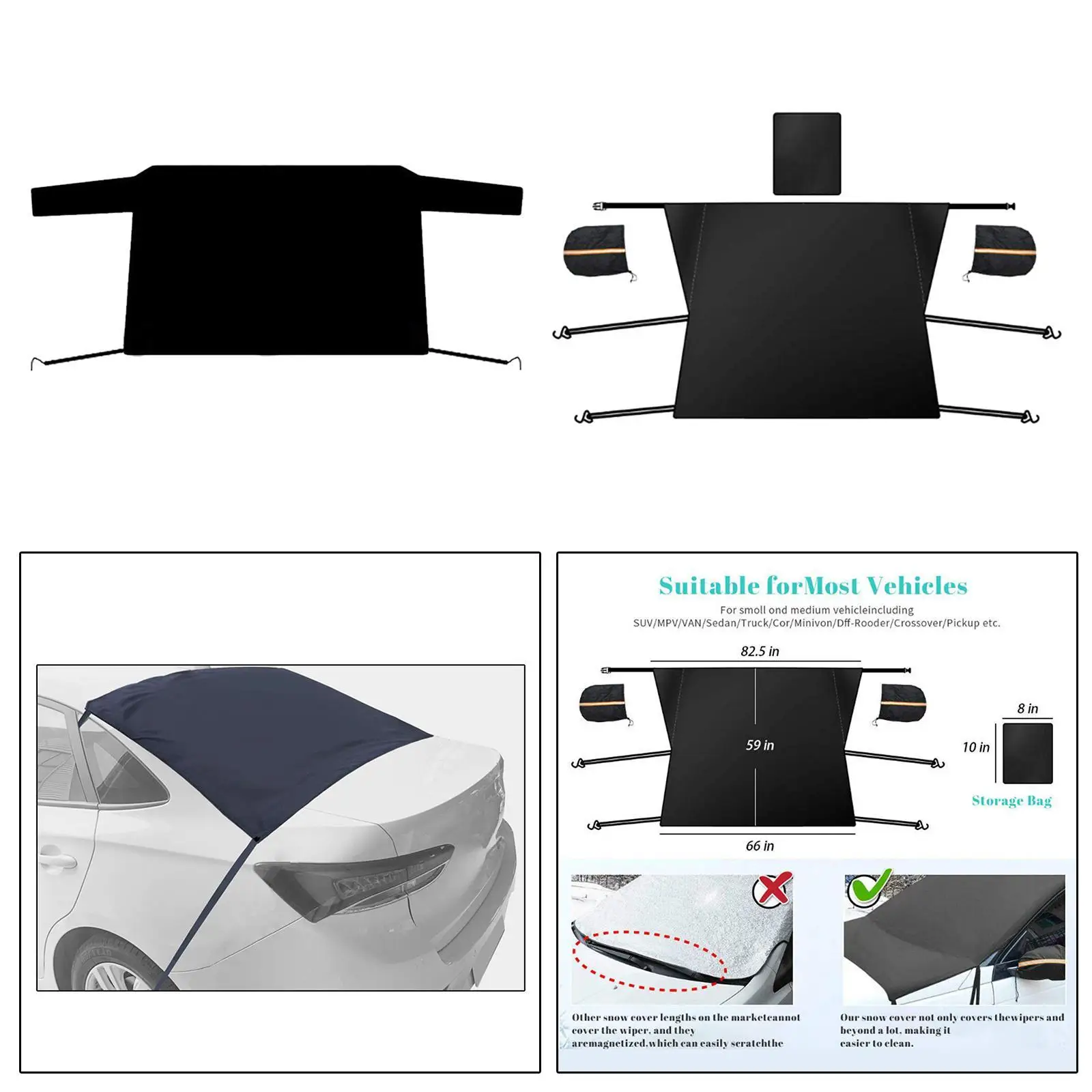 Windscreen Snow Cover Waterproof Silver Coated Cloth Summer Outdoor Car Sunshade Winter Snow Blocker Protector for Car Exterior