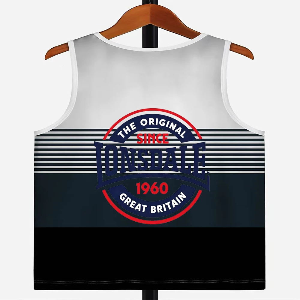 Men's Retro 3D Digital LONSDALE Printed Street Casual Loose Short-Sleeved T-Shirt Multifunctional Comfortable Vest for Men