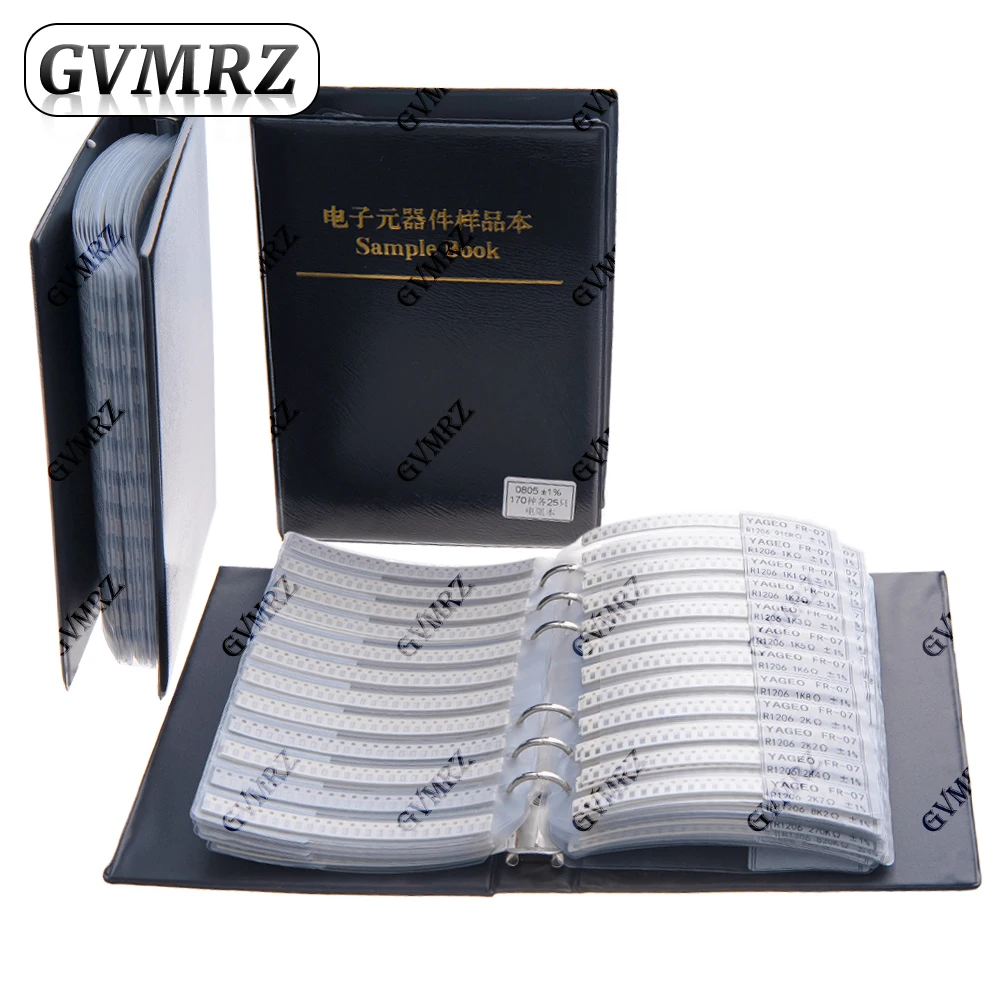 Sample Book Resistor Kit SMD Book Resistor Assortment Kit 0603 0805 1206 1% FR-07 170 Values 0R-10M Smd 0201 0402 DIY