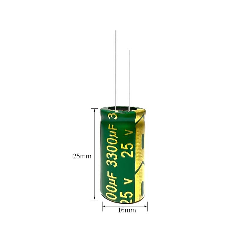 (10PC) 25V 3300uF High-Frequency Low-Resistance Long-Life Aluminum Electrolytic Capacitor 3300UF 25V 13X25 16X25MM Through Hole