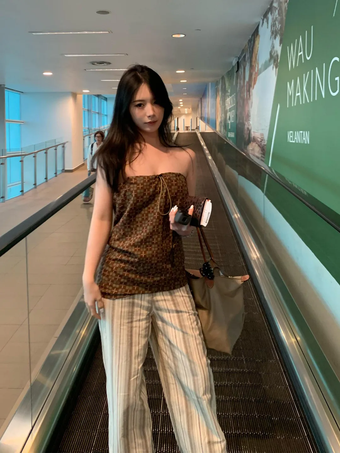 

Summer New Loose Feelings Two-Piece Set Women's Holiday Style Tube Top Plaid Top Stripe Wide Leg Pants Women's Fashion Set