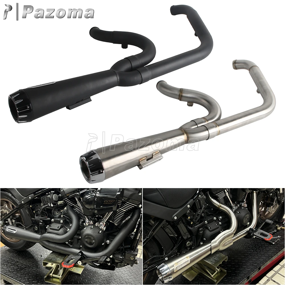 PAZOMA 2-into-1 Full Systems Exhaust Motorcycle Complete Muffler For Harley Softail Low Rider Street Bob Standard FXST 2018-2025