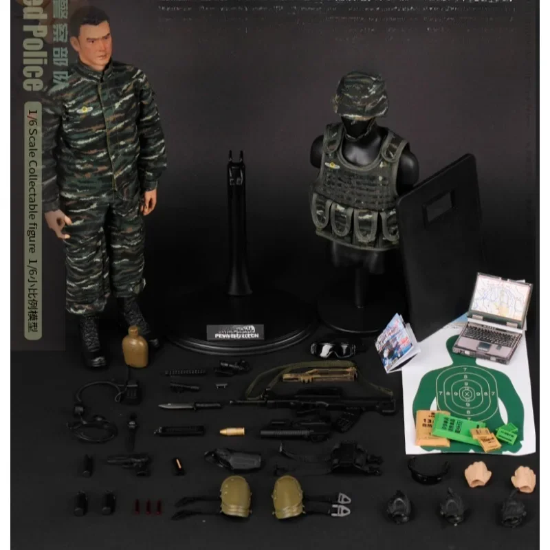 

1/6 Scale Peace Mission Microplastic Chinese WU Police Soldier Clothes Set Military Model for 12" Toy Figures Body