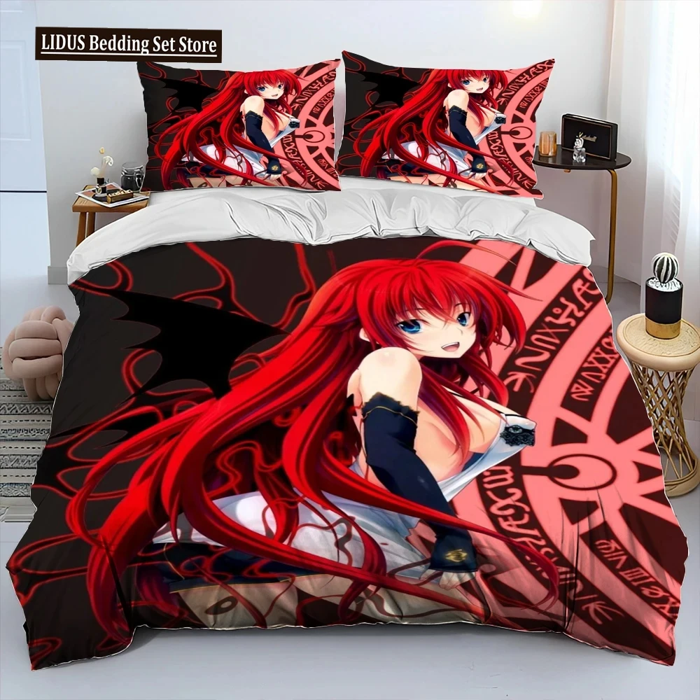 Sexy Girl High School DxD Anime Comforter Bedding Set,Duvet Cover Bed Set Quilt Cover Pillowcase,king Queen Size Bedding Set Boy