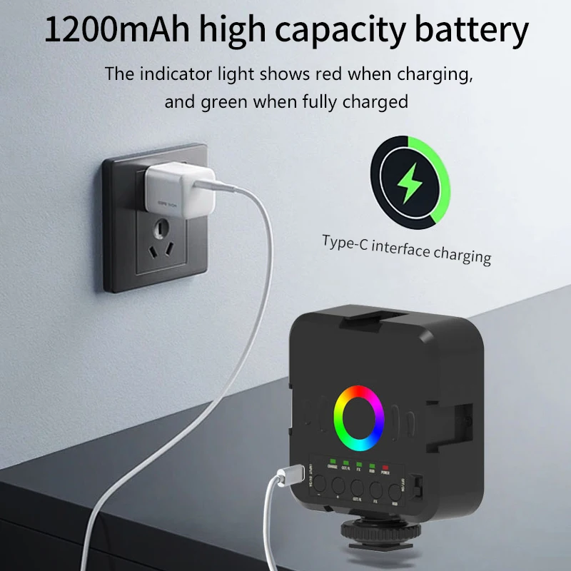 Portable Mini RGB Video Light Photography 6500K LED Fill Lamp Dimmable Hot Shoe Mount Adapter For Canon/Nikon/Sony DSLR Camera view 2