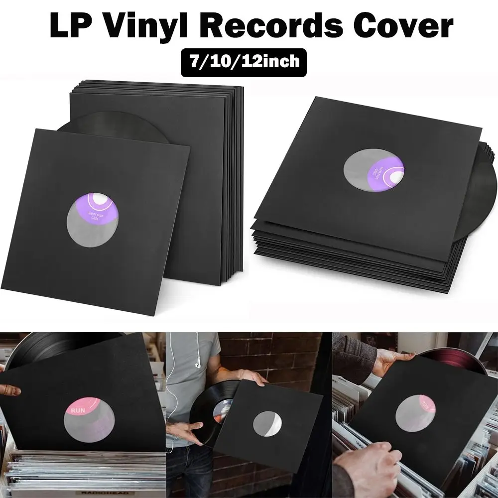 New Black White Vinyl Records Sleeve 7/10/12inch Paper & Poly Lined LP Record Cover Vinyl Outer Sleeves