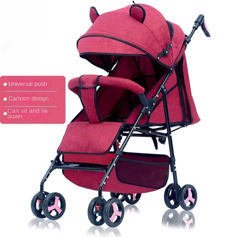 عربة أطفال للجلوس والكذب بتصميم الكل في واحد من عمر 0 إلى 4 سنوات، عربة أطفال خفيفة الوزن ممتصة للصدمات وبلمسة واحدة قابلة للطي #3