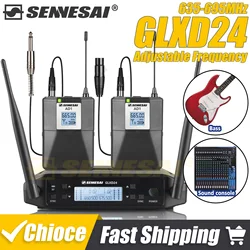SENNESAI GLXD24 professional audio wireless transmission equipment, 6.35mm, XLR interface UHF backpack, 600-699MHz 2 channels