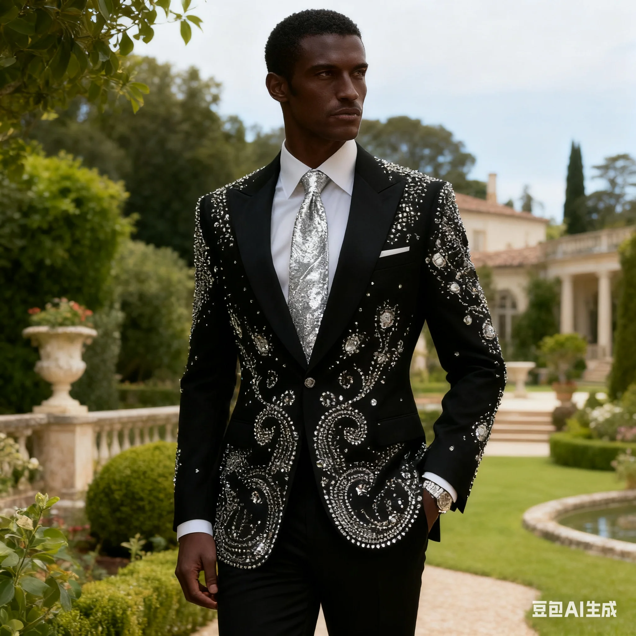 

Customized High End Rhinestone Gem Men Suits Peaked Lapel Ropa Hombre 3 Pieces Sets Groom Tuxedos Wedding Male Party Prom Blazer