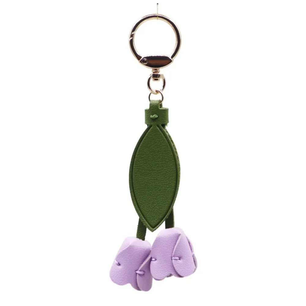 Zoete Tulp Tas Hanger PU Leer Dopamine Verse Rugzak Decoratie Tas Match Accessoires Koreaanse Stijl Autosleutelhangers Meisje