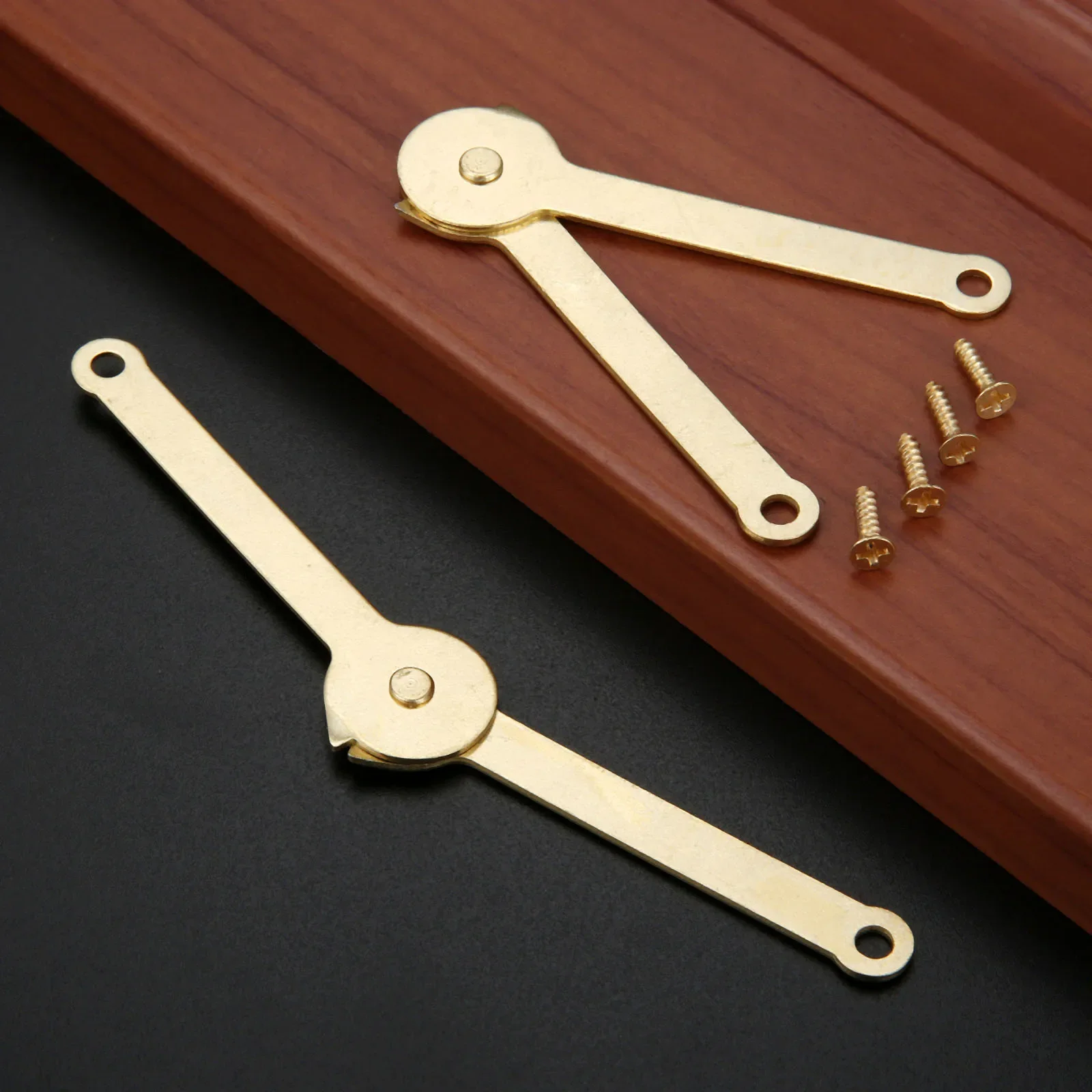 2Pcs Lid Support Hinges 68mmx8mm Gold Stays Hardware W/screws Support Positioning Furniture Door Kitchen Cupboard Box Fittings