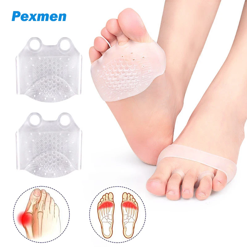 

Pexmen 2Pcs Gel Forefoot Pad Breathable Ball of Foot Cushions Metatarsal Pads for Women and Men Pain Relief Foot Protector