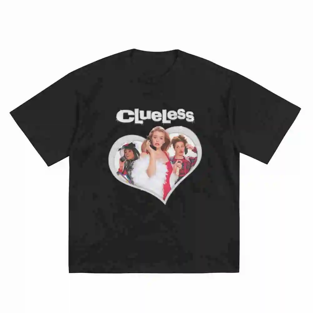 Clueless Bling Heart Short Sleeve Tee 100% Cotton T-Shirt