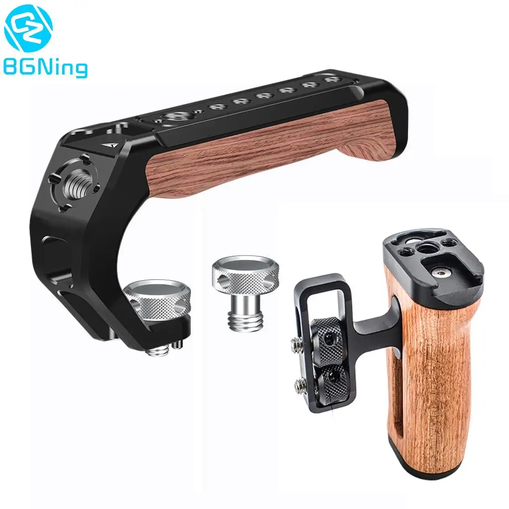 Universal Camera Rig Wooden Handle Kit Top & Side Hand Grip 1/4