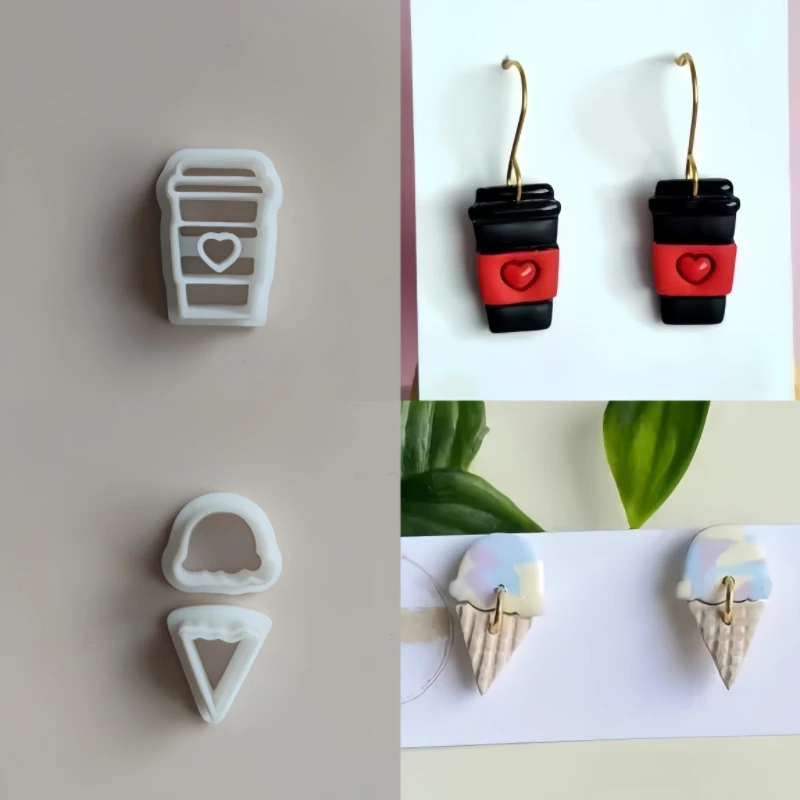 Lebensmittel Serie Cupcake/Kaffee/Eis/Tee geformt Mini Ton Formen Ton Schneiden Formen Werkzeuge für Ohrring Schmuck Dekoration Herstellung – Detail 4