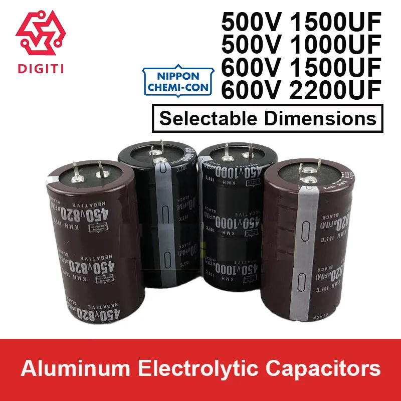 Condensadores electrolíticos de aluminio a presión Chemi-Con 500V1000UF 500V1500UF 600V1500UF 600V220UF 25X35 25X50 30X40 30X50 30X60 35X
