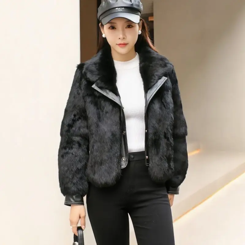 2025 New Fashionable Solid Color Loose Fur Short Coat Autumn and Winter New Item Lapel Long Sleeved Warm Coat for Women Wh101