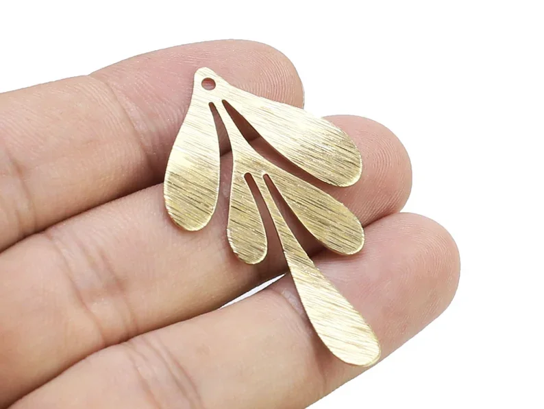 Textured Leaf Pendant, Leafy Earring Charms, Necklace Pendant, Raw Brass Findings, Jewelry Making -R193