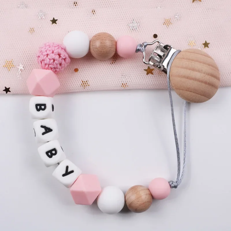 

INS Baby Pacifier Clips Personalized Name Teether Dummy Nipples Holder Clip Chain Custom Teething Toy Infant Feeding Accessories
