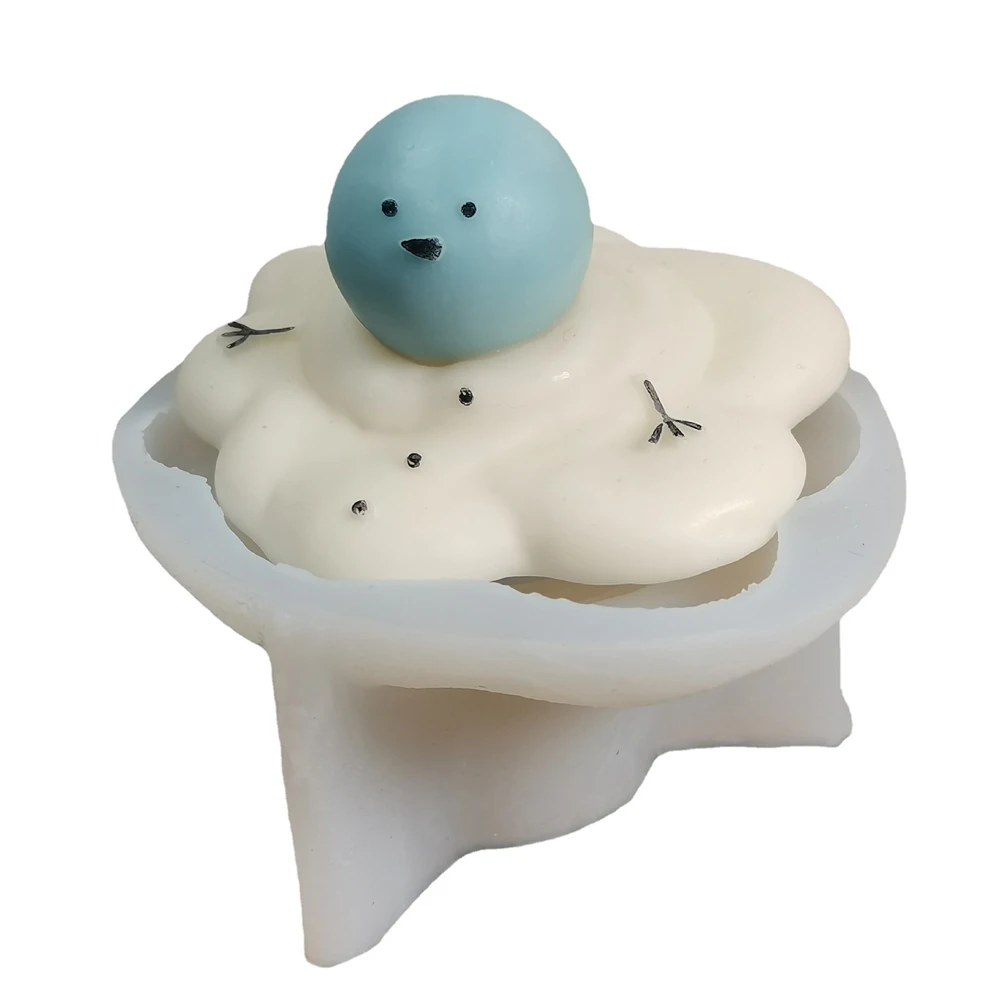 Cute Melting Snowman Candle Silicone Mold 3D Scented Candle Plaster Ornament Making Mould Chocolate Baking Mold Home Craft Decor