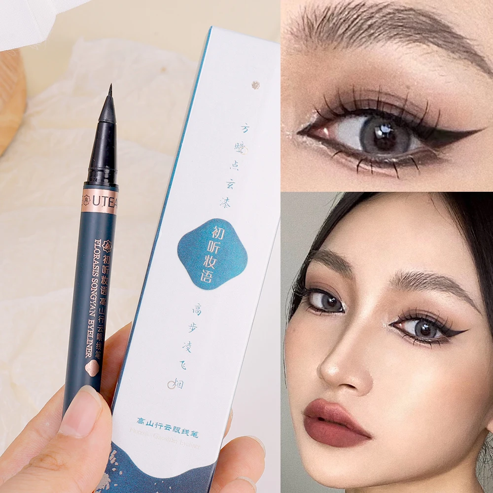 Long Ultra-thin Elbow Liquid Eyeliner Pencil Waterproof Quick Dry Smooth Matte Black Brown Eye Liner Pen Korean Makeup Cosmetics