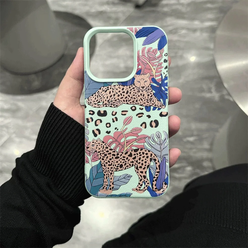 Tropische Geparden-Handyhülle für iPhone 17 16 15 14 13 12 11 Pro Max 16 15 14 Plus 17 16 15 14 13 Pro 17Air Silikon-Matt-Cover – Detail 10