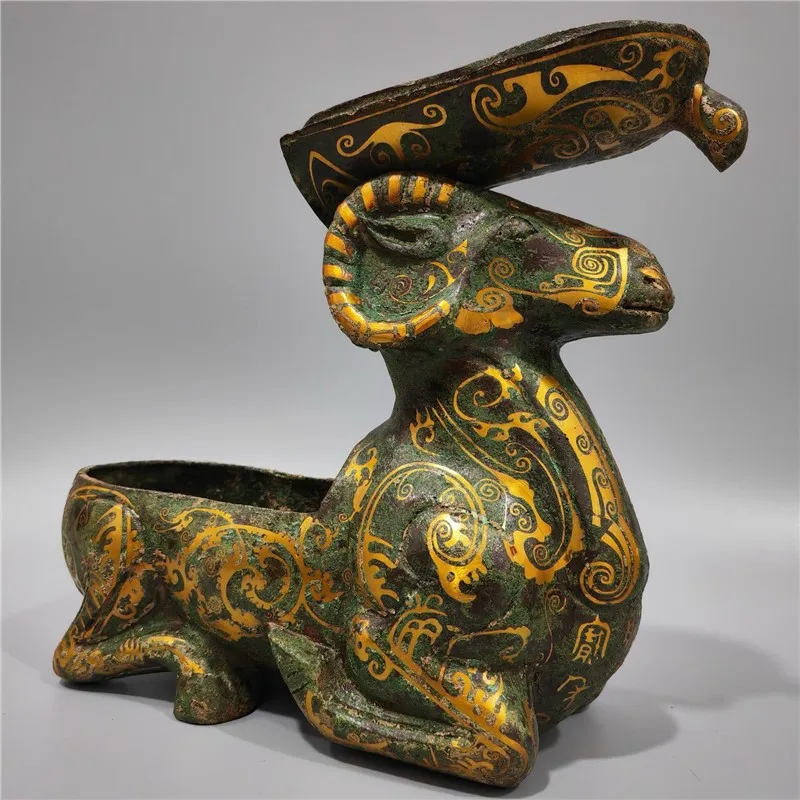 Bronze Wrong Gold Western Han Sleeping Sheep Ancient Lamp Height 20Cm Length 26Cm Width 11Cm Weight 2.2