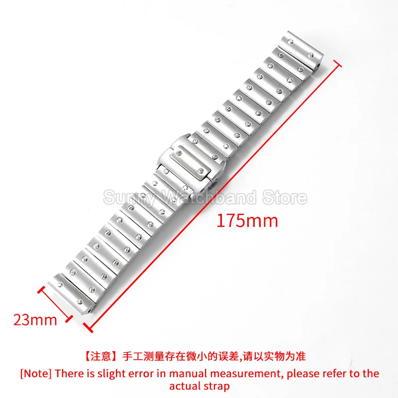 Premium Stainless Steel Watch Bracelet for Cartier Santos 100 WSSA0009 Watchband Classic Rivet Link Double Push Butterfly Clasp