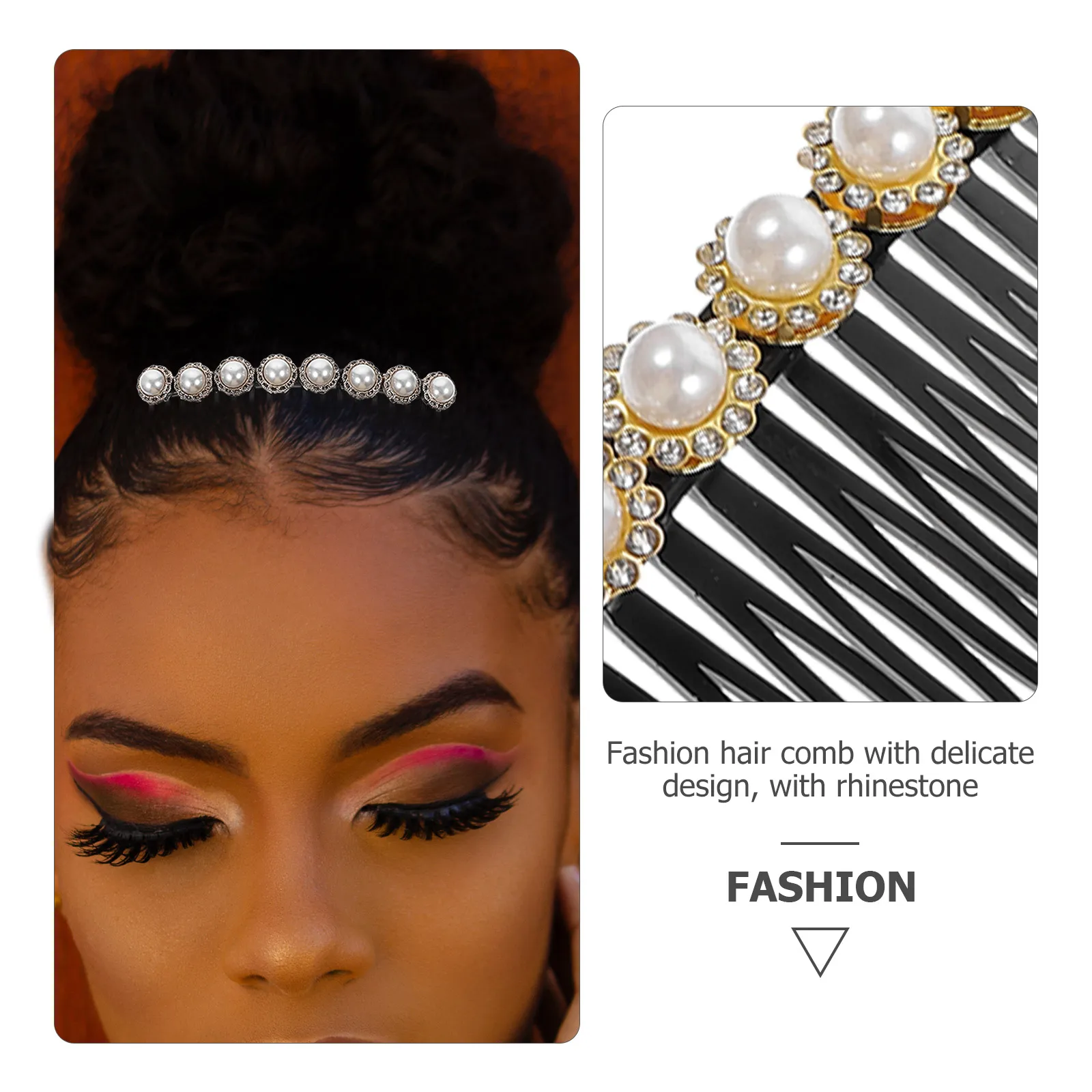 

3 pcs Back Head Combs Rhinestone Pearl Hair Accessories Women Girls Wedding Party Side Plastic Clips Hair Styling