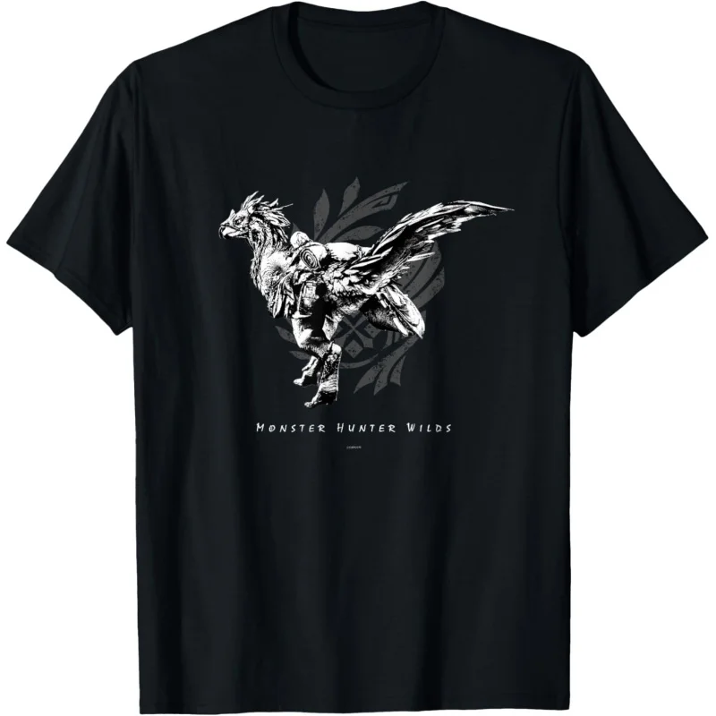 Monster Hunter Wilds 2025 new Video games printed T Shirt for men 100% cotton large size Adult tops S-6XL mens clothing