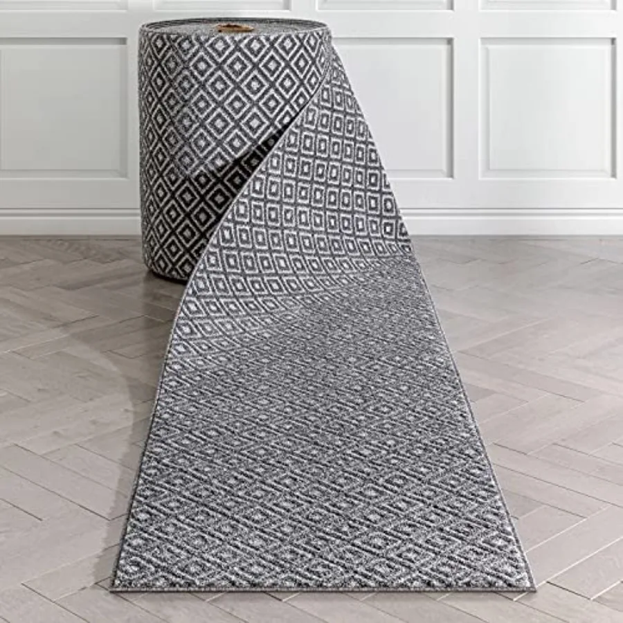 

Custom Size Hallway Stair Runner - Choose Your Length - Piano Tribal Diamond Geometric 7 Inch Wide x 11 Feet Long Runner 7" x 1